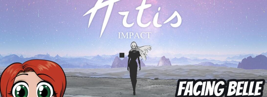 A promo image featuring the logo and some character art Artis Impact and a smiling chibi of Christine. Text reads "Facing Belle and other Mishaps"