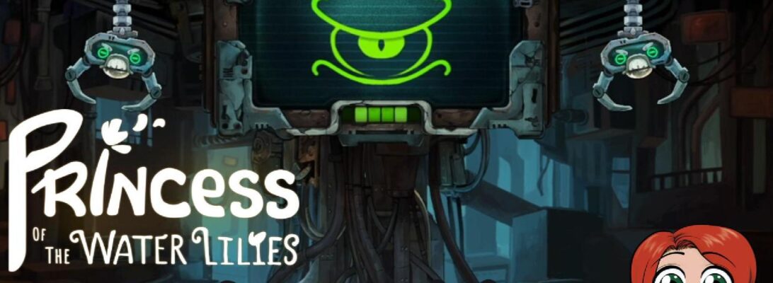 A promo image featuring the logo and some character art for Princess of the Water Lilies. Text reads "Final Battle in the Lab!"