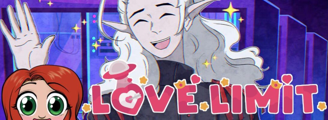 A promo image featuring the logo and some character art from Love Limit and a smiling chibi of Christine. Text reads "This Alien has stolen my heart!"